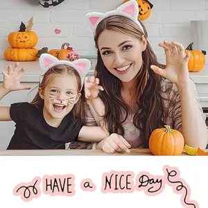 Cute plush cat ear headband for women and kids, soft fluffy animal hair hoop for party daily use.