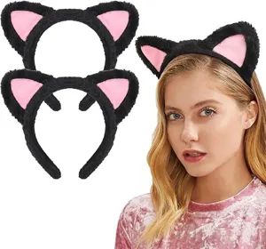 Plush cat ear headband for daily wear, cute animal hair hoop for cute party costume decoration.