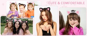 Plush cat ear headband cute animal hair hoop for women and kids cute party hair accessories