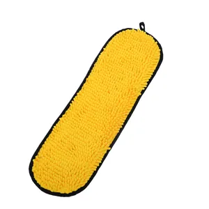 Toalla de chenilla amarilla para perros gatos, alfombrilla de limpieza absorbente con lazo.