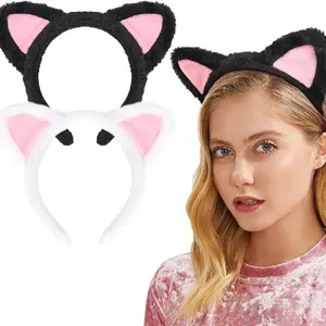Cute plush cat ear headband, soft furry animal hair hoop for daily wear and parties.