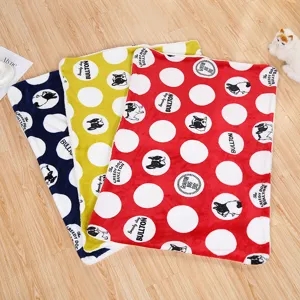 Thickened soft fleece pet blanket detail, cozy warm dog and cat mat with cute print design.