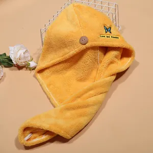 Coral Fleece Dry Hair Cap Thickened Absorbent Quick Drying Hair Towel Cute Embroidery Bath Cap For Women Daily Use