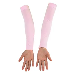 Outdoor UV protection arm sleeves, pink cooling sun sleeves for cycling and fishing sports.