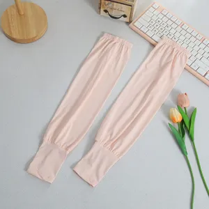 Summer solid color thin breathable sun protection ice silk sleeves long arm cover for women.