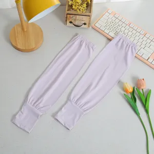 Summer solid color breathable ice silk sun protection sleeves long anti-uv arm guards.