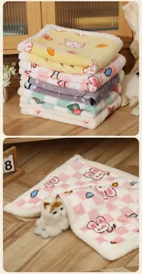 Double layer thickened pet blanket cartoon print cute rabbit pattern warm winter sleeping blanket