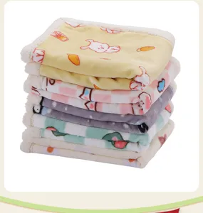 Thickened double-layer pet blanket with cute cartoon prints, cozy and warm for all seasons.