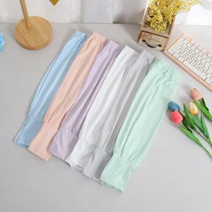 Summer solid color lightweight breathable ice silk arm sleeves for UV protection outdoors.