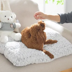 Long Plush Pet Bed Thick Soft Warm Square Non-Slip Cat Dog Mat Small Medium Pets Sleeping Pad