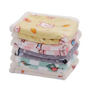 Double layer thickened pet blanket cartoon print cozy fleece throw for autumn winter nap