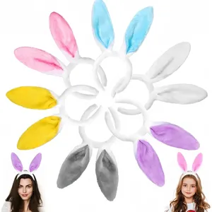 Carino cerchietto con orecchie da coniglio in peluche per bambini e adulti, per Pasqua.
