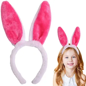 Cerchietto Orecchie di Coniglio Peluche Carino Soffice Accessori per Capelli Festa di Halloween