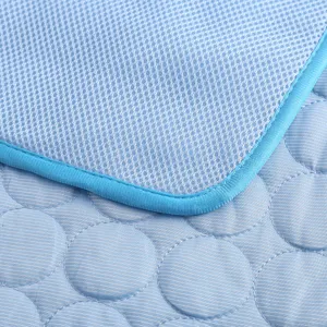 Summer pet cooling mat breathable ice silk dog cat cooling pad blue mesh pet mat main view