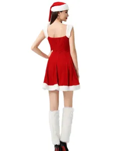 Sexy Christmas costume dress for women velvet red santa outfit party holiday wear