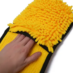 Guante de baño de microfibra de chenilla para mascotas super absorbente de secado rápido perro