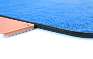 Microfiber car cleaning towel detail view, highly absorbent blue polishing cloth for auto care.