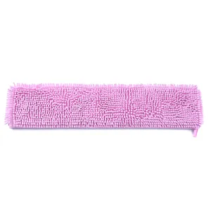 Pink chenille microfiber pet drying towel detail, soft surface and highly absorbent fabric.