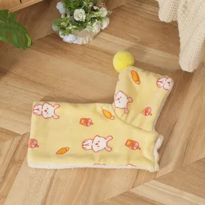 Thickened plush pet cloak for dogs cats winter warm cape cute cartoon rabbit pattern blanket apparel