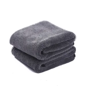 Microfiber Twist Drying Towel for Car Cleaning and Detailing, Super Absorbent Grey Cloth