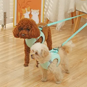 Pettorina e guinzaglio per cani in rete traspirante, gilet riflettente per animali domestici.
