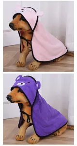 Morbido accappatoio con cappuccio per animali e asciugamano assorbente con orecchie per cani gatti.
