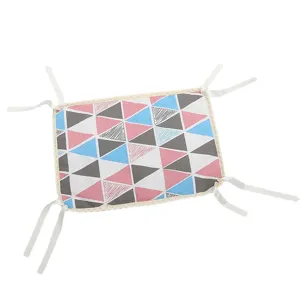 Summer pet cooling mat with geometric triangle pattern and lace edge for dogs and cats.