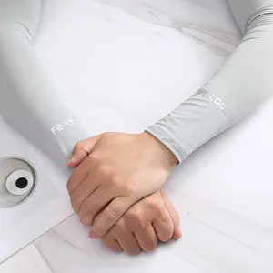 Unisex Ice Silk Sun Protection Arm Sleeves Summer Solid Color Quick Dry Breathable Outdoor Sports Cooling Sleeves