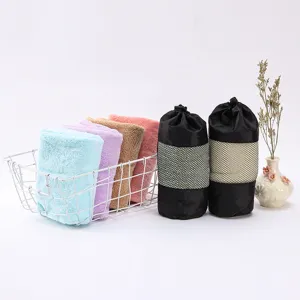 Microfiber sports quick dry towel set with mesh storage bags for outdoor travel fitness.