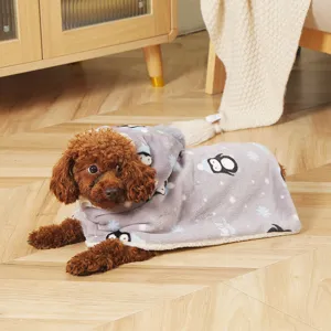 Thickened pet cloak bathrobe for dogs, cute penguin snowflake winter warm pet clothes detail