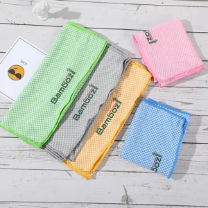 Set de serviette de sport rafraîchissante, microfibre à carreaux double couche pour fitness.