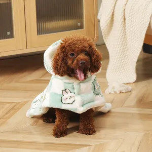 Pet Dog Winter Cloak Coral Fleece Warm Cape Puppy Sleeprobe Cute Cartoon Animal Hooded Coat For Small Dogs Apparel
