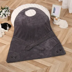 Toalla de Baño para Mascotas Microfibra Forro Polar Coral Absorbente Secado Rápido Albornoz Perro Gato Toalla de Aseo