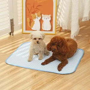 Cooling pet mat for dogs and cats, breathable ice silk summer pad for small medium pets.