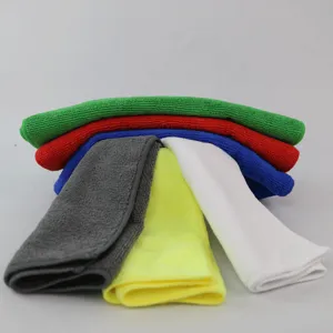Colorful microfiber cleaning towels set, soft absorbent cloth for car wash and home kitchen use.