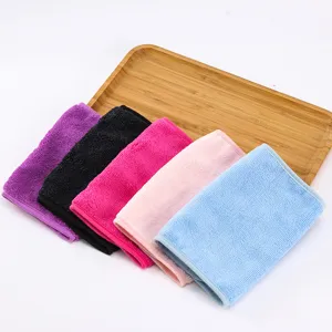 Microfiber makeup remover facial cleansing towels set, multi-color soft washcloths.