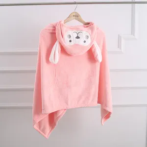 Infant Coral Fleece Hooded Bath Towel Cute Animal Cartoon Baby Swaddle Blanket Soft Warm Bathrobe Sleep Blanket Kids Gift