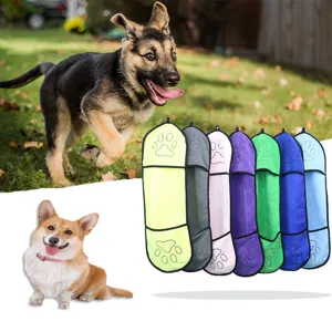 Thickened Microfiber Pet Bath Towel Absorbent Dog Cleaning Towel With Pocket Paw Embroidery