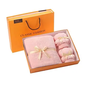 Coral Fleece Bath Towel Set Gift Box Soft Absorbent Towels For Bathroom Wedding Party Home Hotel Daily Use