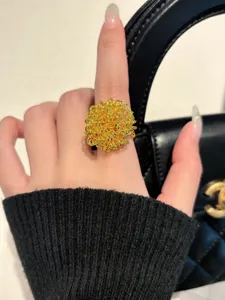 Anello metallico dorato con fuochi d'artificio anello aperto regolabile donna chic
