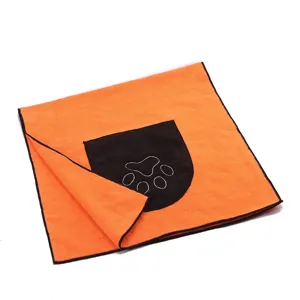 Toalla de microfibra para mascotas con bolsillo, toalla de baño absorbente para perros de limpieza.