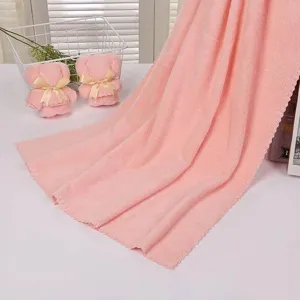 Pink coral fleece bath towel soft absorbent fabric towel gift set home bathroom use