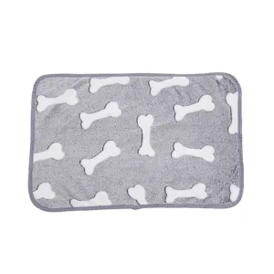 Soft coral fleece pet blanket with cute bone print for cats and dogs, cozy main product view.