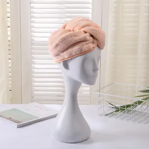 Soft coral fleece dry hair cap for women, quick-drying absorbent hair towel wrap turban hat.