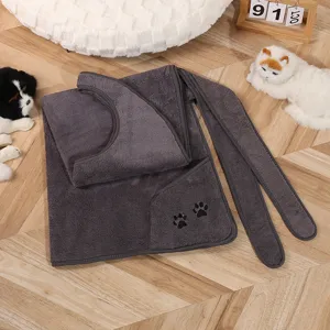 Toalla de bano para mascota gris oscuro felpa microfibra absorbente perro gato albornoz
