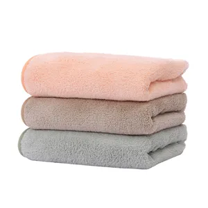 Soft coral fleece facial hand towels absorbent quick drying home bath face wash cloth 3pcs