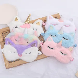 Plush unicorn sleep mask soft cute winter warm eye shade for travel and daily rest