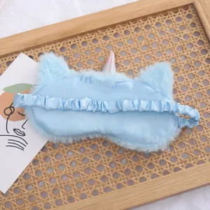 Plush Unicorn Sleep Mask Cute Winter Warm Eye Shade for Comfortable Travel and Resting