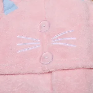 Cute cat embroidery coral fleece dry hair cap, soft absorbent thick quick drying towel.