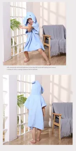 Cute children hooded bath towel coral fleece cartoon baby soft warm bathrobe for kids